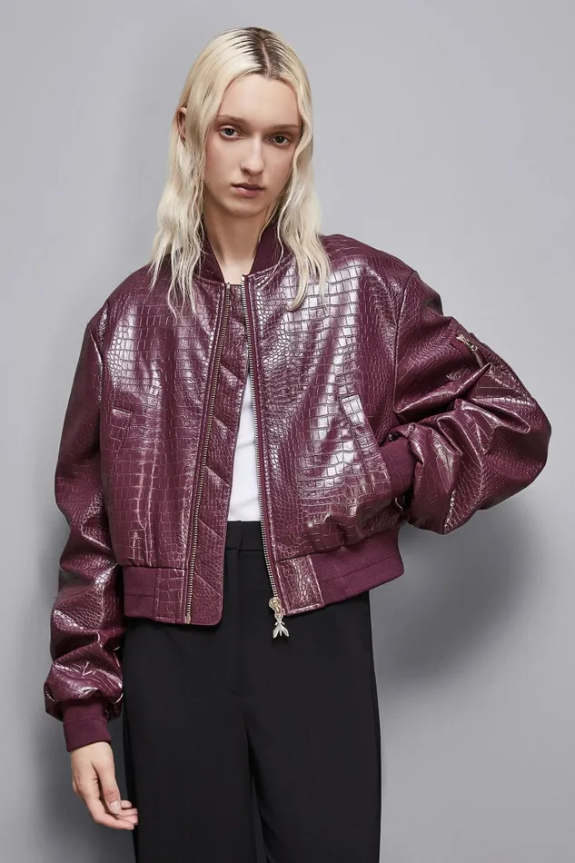 Patrizia Pepe Outerwear Faux Leather Padded Bomber Jacket Red 8211 Women