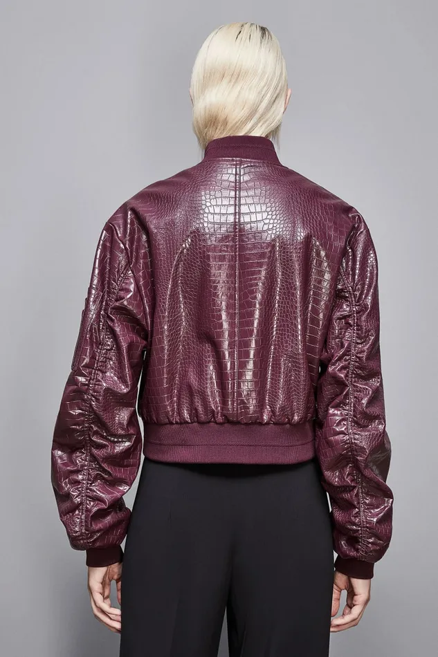 Patrizia Pepe Outerwear Faux Leather Padded Bomber Jacket Red 8211 Women