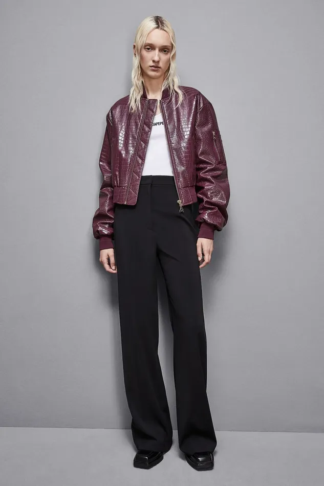 Patrizia Pepe Outerwear Faux Leather Padded Bomber Jacket Red 8211 Women
