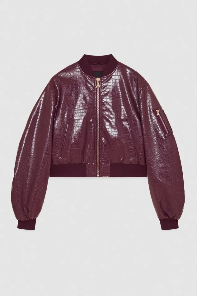 Patrizia Pepe Outerwear Faux Leather Padded Bomber Jacket Red 8211 Women
