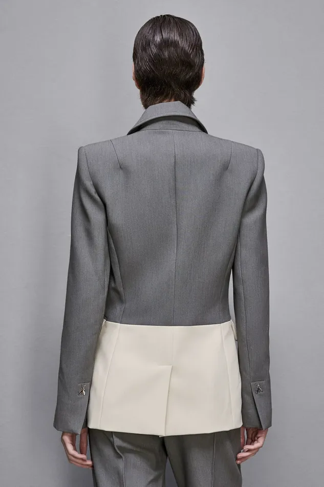 Patrizia Pepe Outerwear Feminine Fit Color Block Jacket Grey 8211 Women