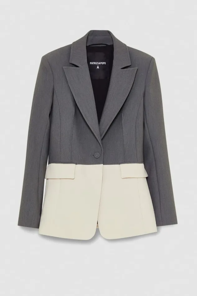 Patrizia Pepe Outerwear Feminine Fit Color Block Jacket Grey 8211 Women