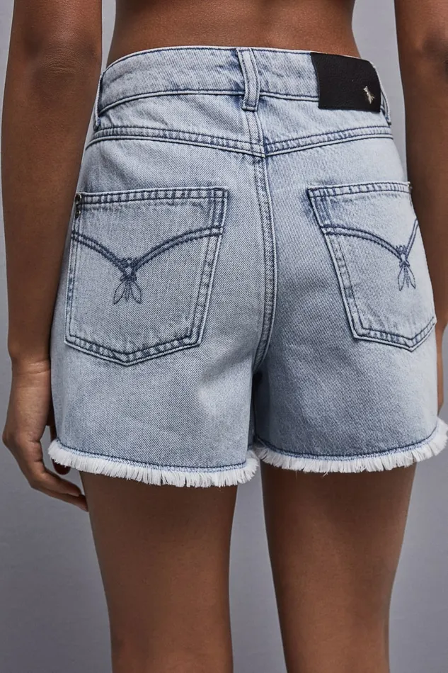 Patrizia Pepe Pants and Jeans Frayed Denim Shorts Light Blue 8211 Women