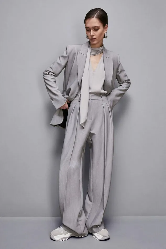 Patrizia Pepe Pants and Jeans Wide Pants With Pleats Grey 8211 Women