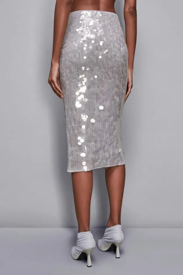 Patrizia Pepe Skirts Degrade Sequin Midi Skirt Grey 8211 Women