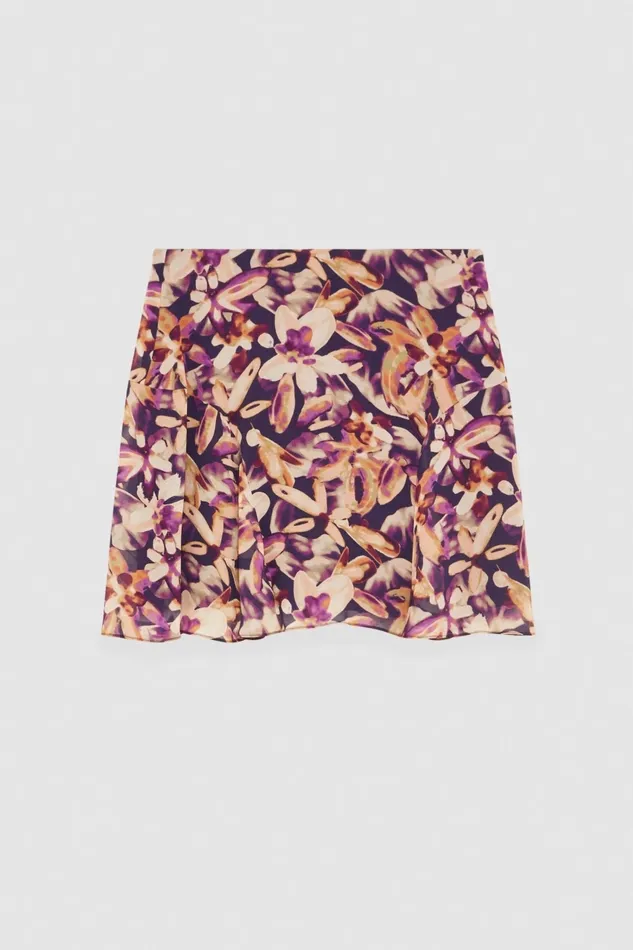 Patrizia Pepe Skirts Patterned Georgette Miniskirt With Zipper Multicolor 8211 Women