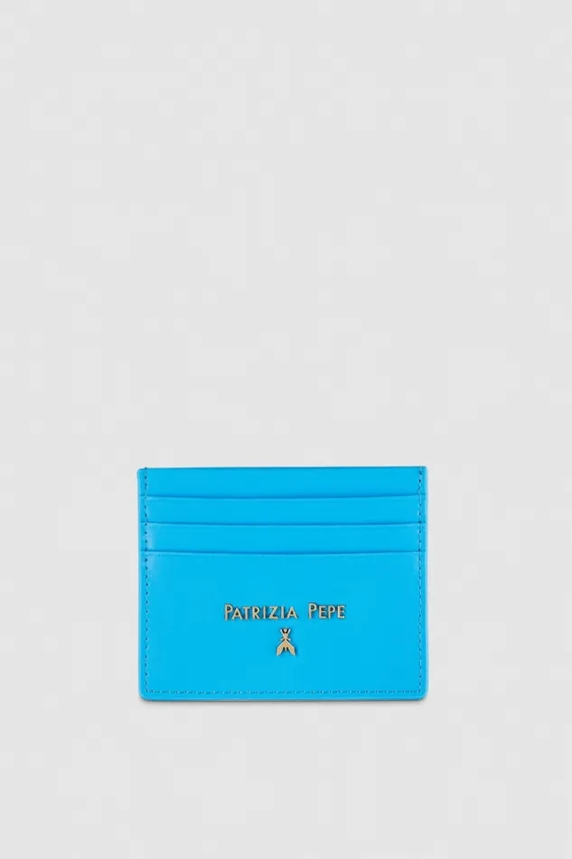 Patrizia Pepe Small Leather Goods Smooth Leather Card Wallet Light Blue 8211 Women