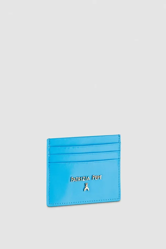 Patrizia Pepe Small Leather Goods Smooth Leather Card Wallet Light Blue 8211 Women