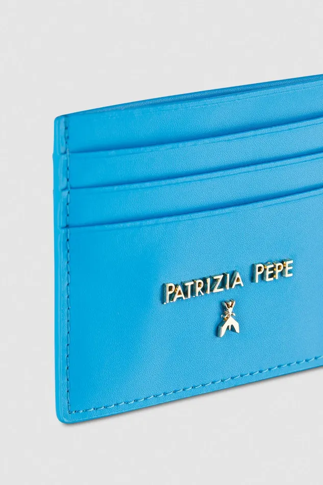 Patrizia Pepe Small Leather Goods Smooth Leather Card Wallet Light Blue 8211 Women