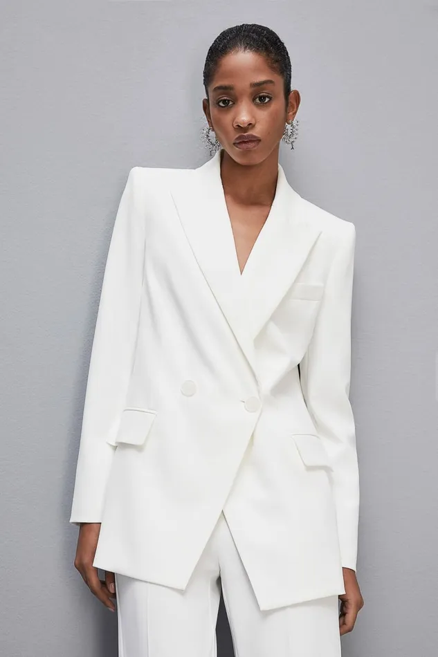 Patrizia Pepe Tailleur Cut DoubleBreasted Jacket White 8211 Women