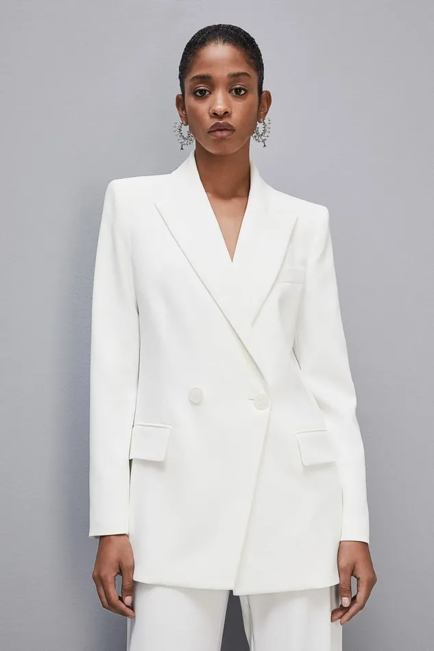 Patrizia Pepe Tailleur Cut DoubleBreasted Jacket White 8211 Women