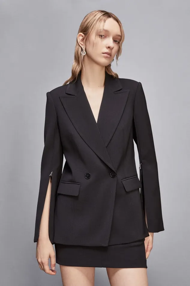 Patrizia Pepe Tailleur Essential DoubleBreasted Jacket Black 8211 Women