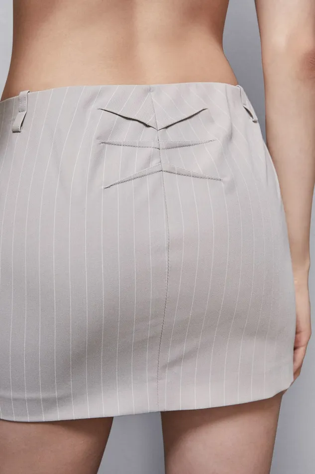 Patrizia Pepe Tailleur LowWaisted Pinstripe Miniskirt Grey 8211 Women