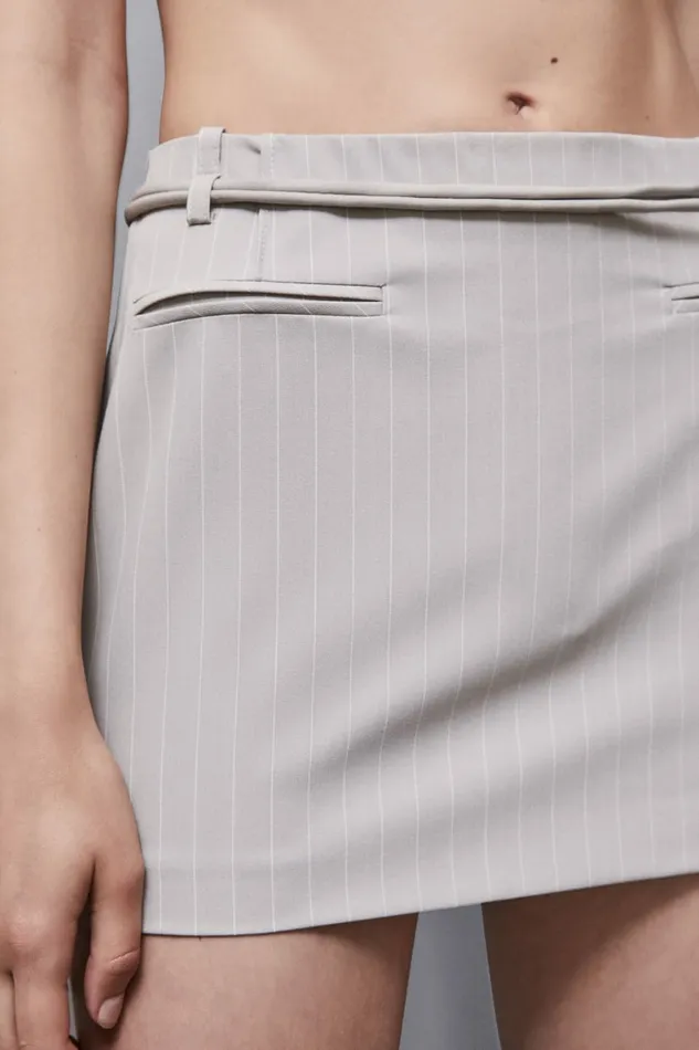 Patrizia Pepe Tailleur LowWaisted Pinstripe Miniskirt Grey 8211 Women