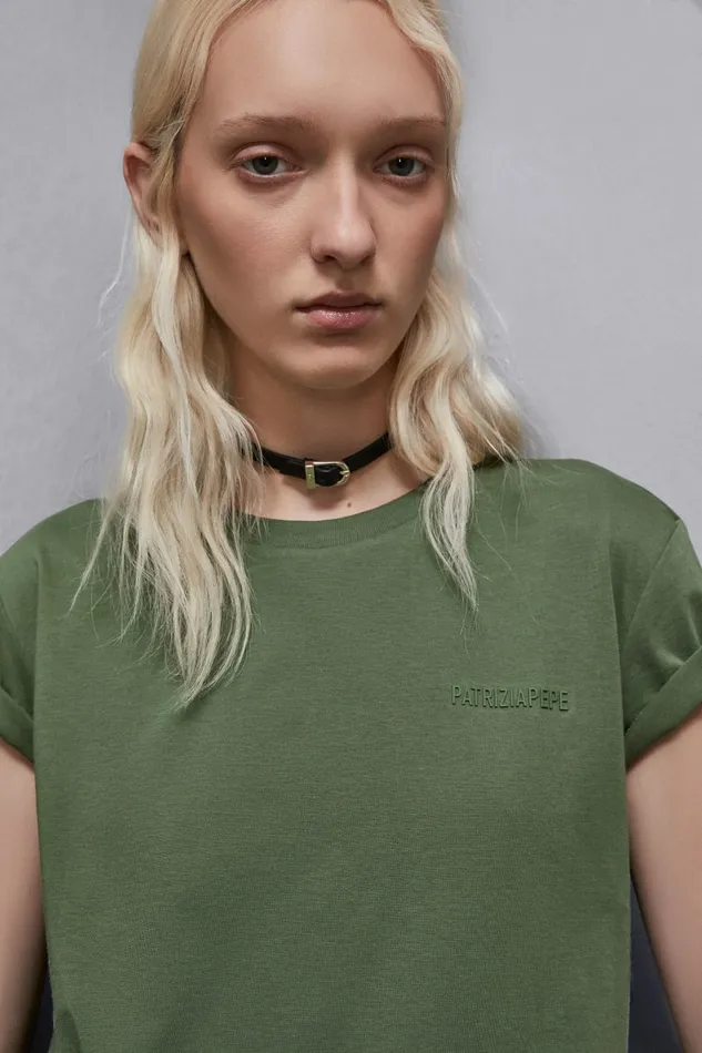Patrizia Pepe Tailleur TShirt With Logo Green 8211 Women