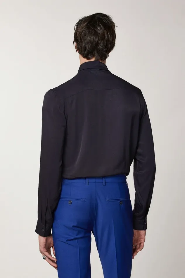 Patrizia Pepe Tops and Shirts SolidColored Shirt In Viscose Twill Blue 8211 Men