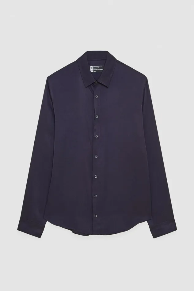Patrizia Pepe Tops and Shirts SolidColored Shirt In Viscose Twill Blue 8211 Men