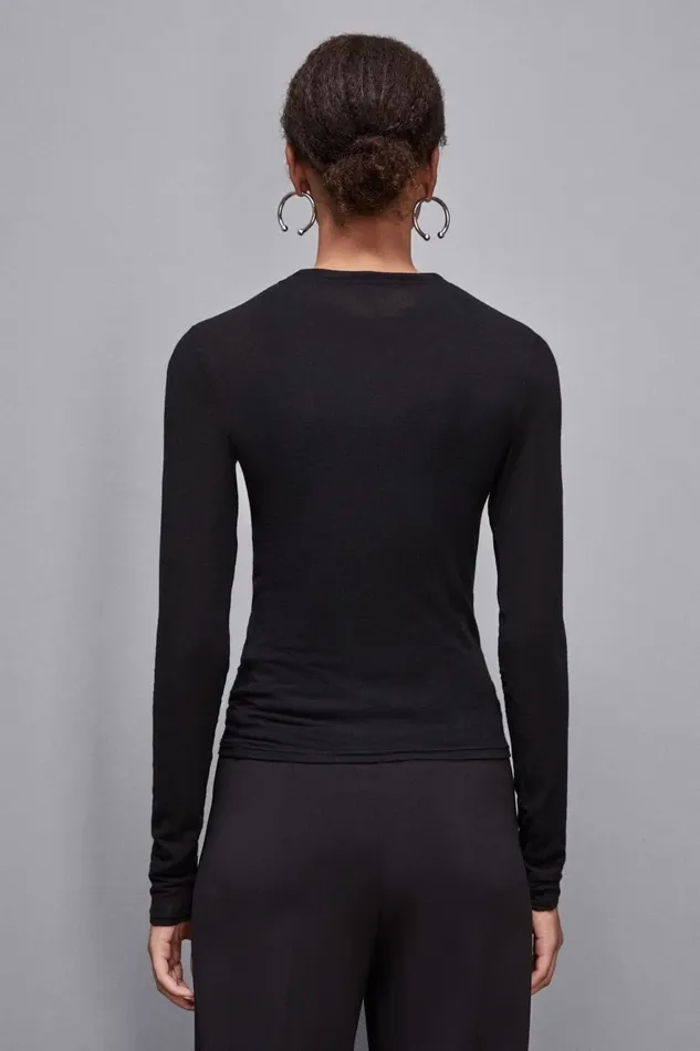 Patrizia Pepe Tops CrewNeck Jersey Sweater Black 8211 Women