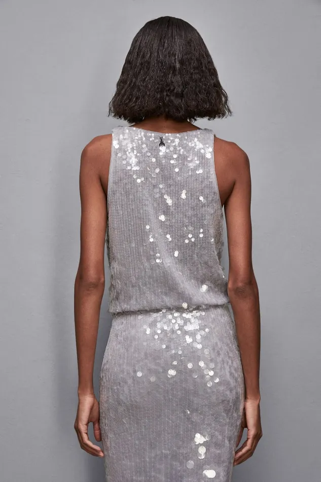Patrizia Pepe Tops Degrad Sequin Top Grey 8211 Women