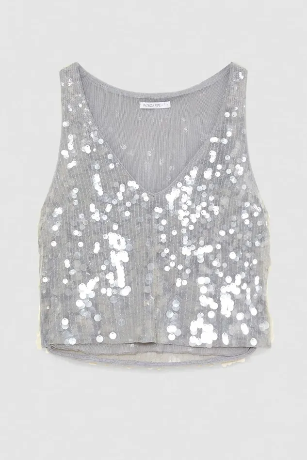 Patrizia Pepe Tops Degrad Sequin Top Grey 8211 Women