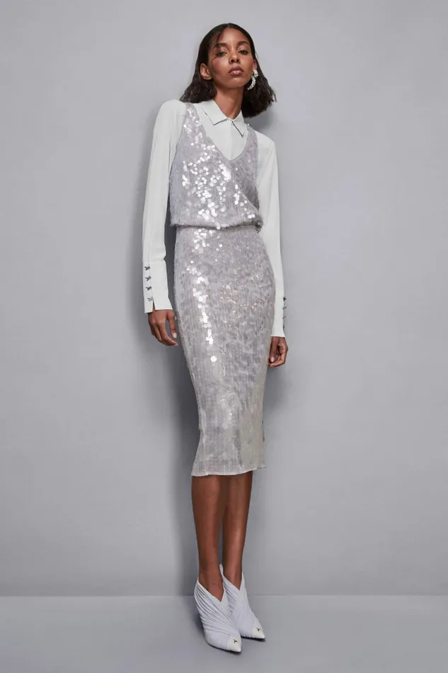 Patrizia Pepe Tops Degrad Sequin Top Grey 8211 Women