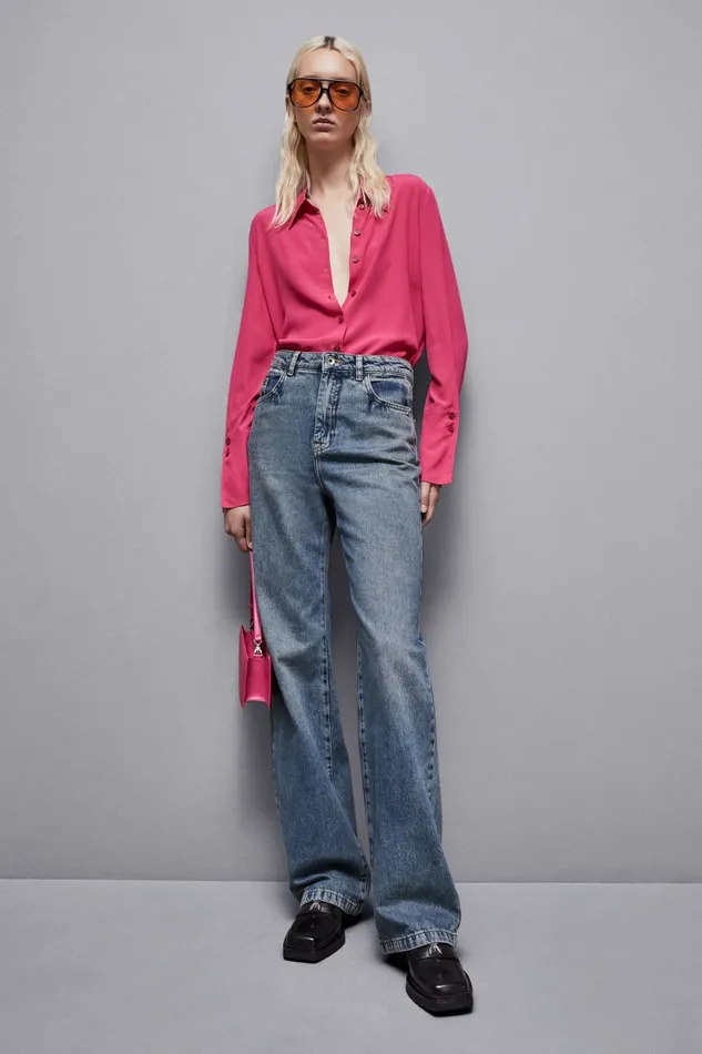 Patrizia Pepe Tops Essential Crepe LongSleeved Shirt Pink 8211 Women