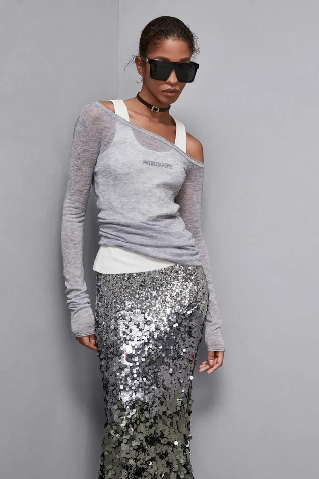 Patrizia Pepe Tops LongSleeved Wool Sweater Grey 8211 Women