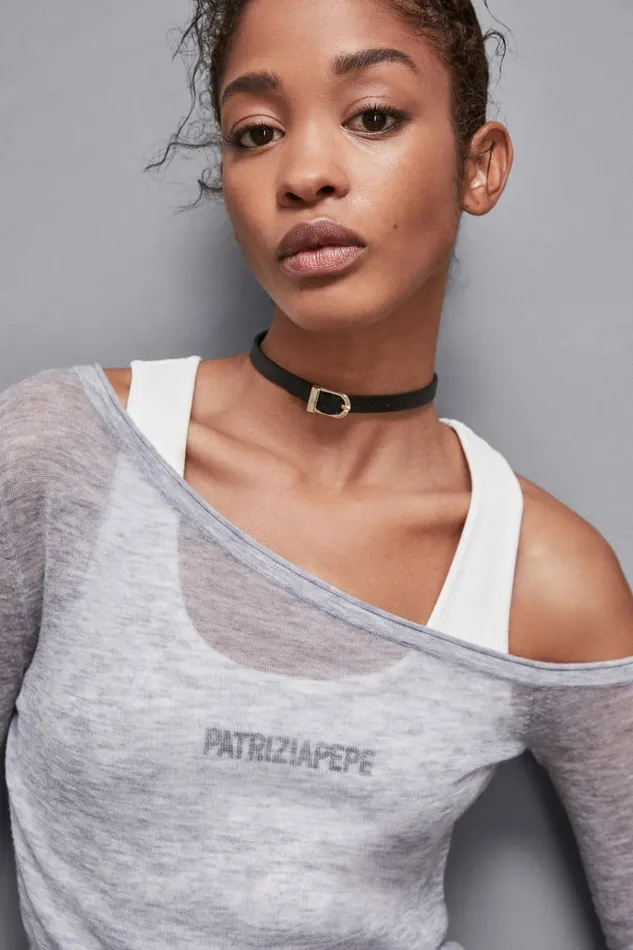 Patrizia Pepe Tops LongSleeved Wool Sweater Grey 8211 Women