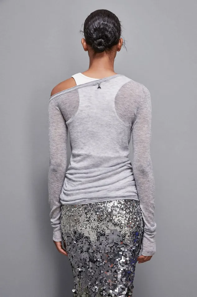 Patrizia Pepe Tops LongSleeved Wool Sweater Grey 8211 Women