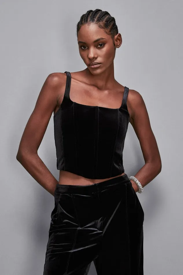 Patrizia Pepe Tops Velvet Bustier Top Black 8211 Women