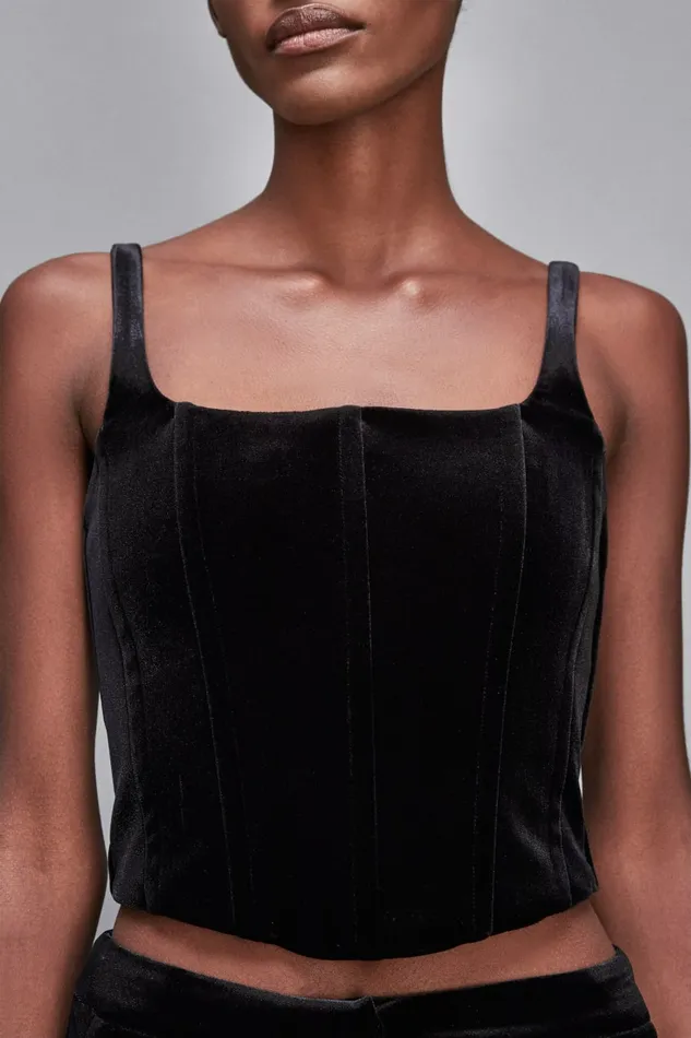 Patrizia Pepe Tops Velvet Bustier Top Black 8211 Women
