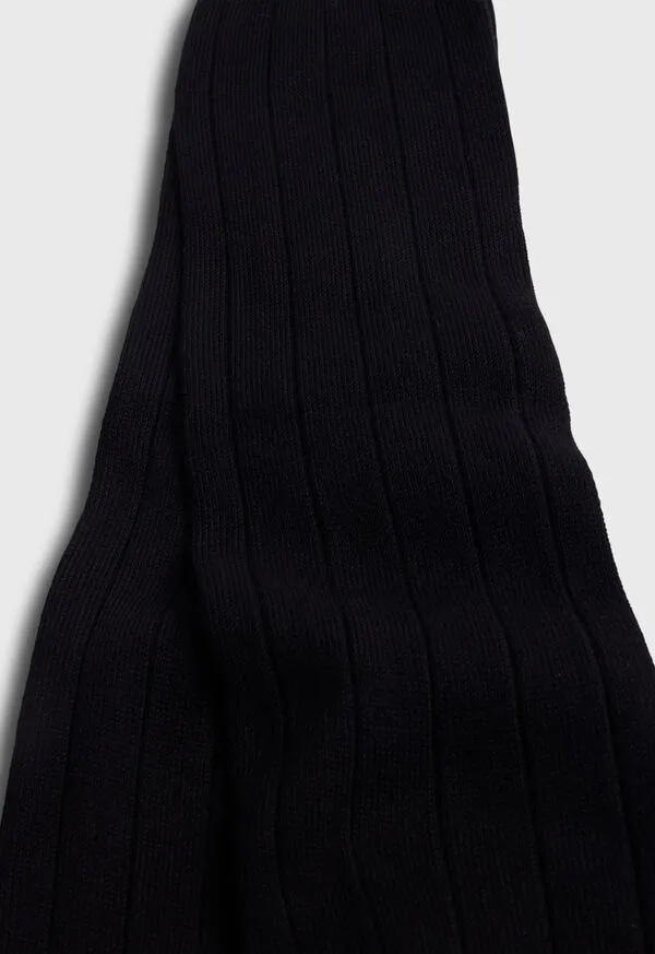 Paulstuart Pima Cotton Wide Rib Sock Black Mens Socks Paulstuart Pima Cotton Wide Rib Sock Black Mens Socks