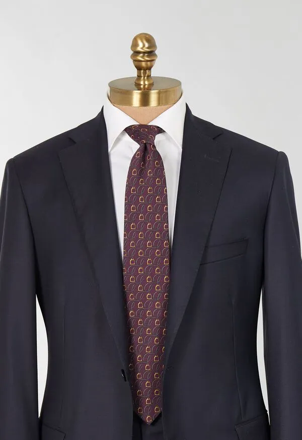 Paulstuart Printed Silk Belts and Bits Tie Navy Mens Ties Paulstuart Printed Silk Belts and Bits Tie Navy Mens Ties