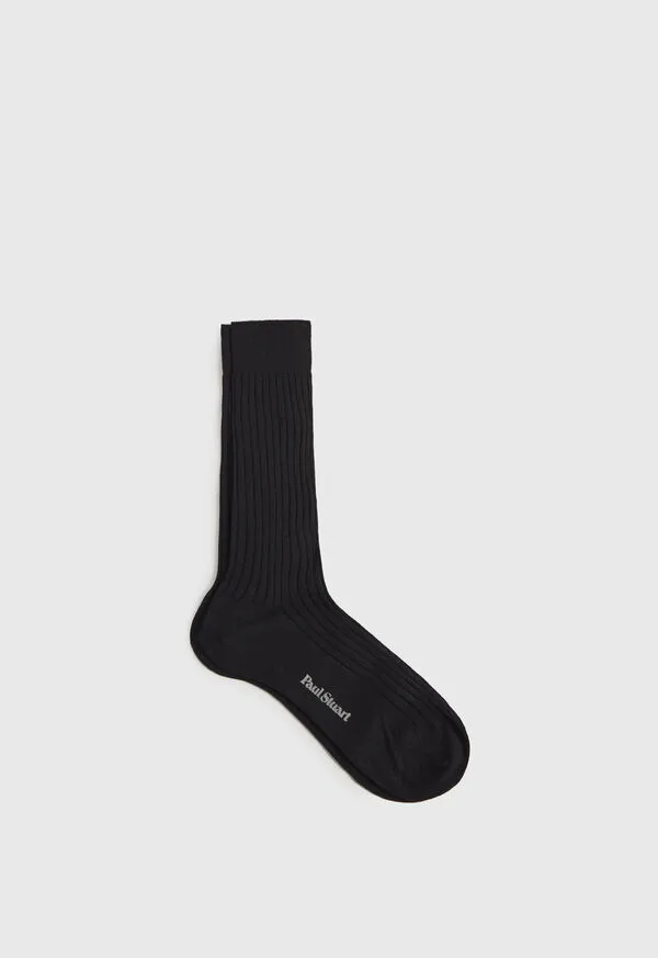 Paulstuart Socks Mens Classic Merino Wool Ribbed Sock Black