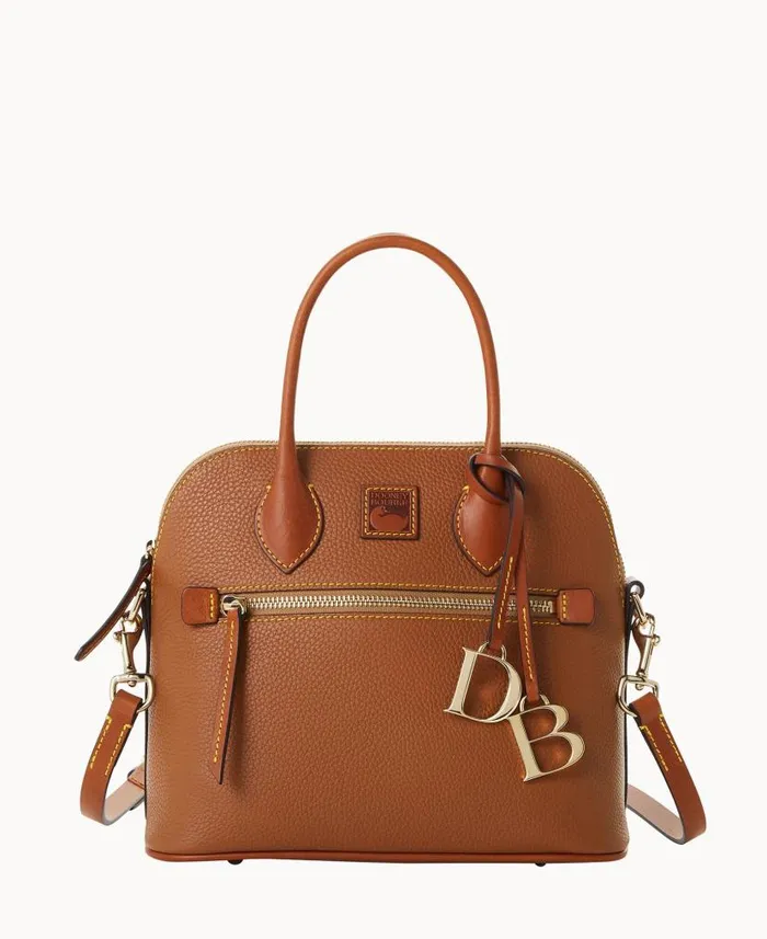Pebble Grain Domed Satchel Caramel Woman Dooney and Bourke Satchels