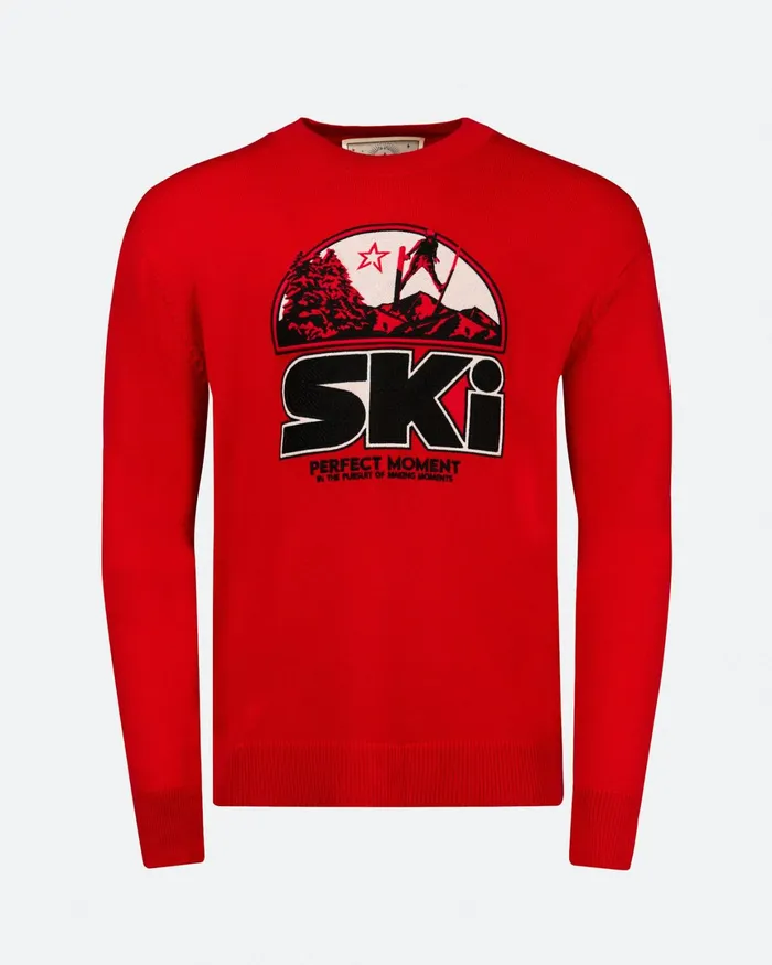 Perfect Moment Adler Merino Wool Sweater Red Men Knitwear