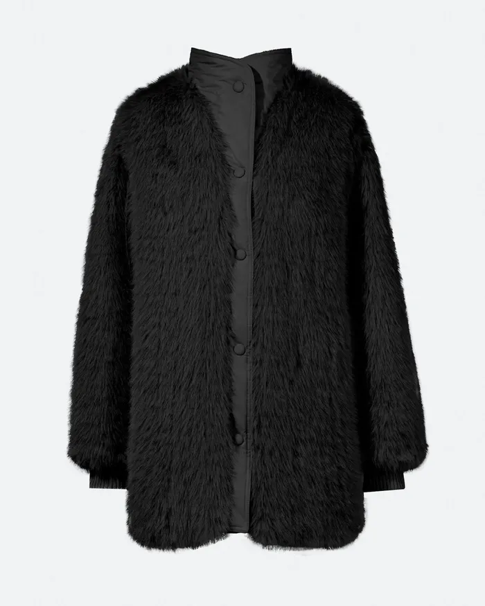 Perfect Moment Faux Fur Coat Black Women Jackets