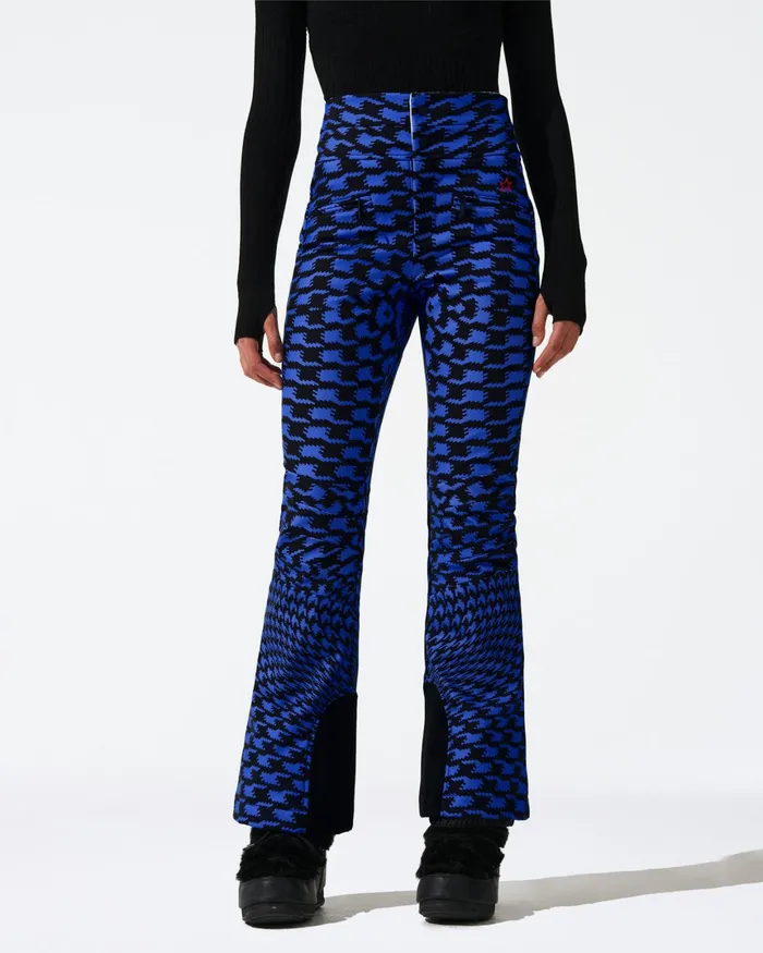 Perfect Moment HighWaist Aurora Flare Ski Pant Indigo Twisted Houndstooth Women Pants