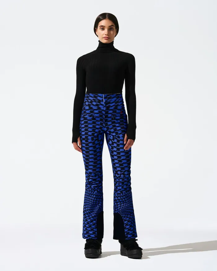 Perfect Moment HighWaist Aurora Flare Ski Pant Indigo Twisted Houndstooth Women Pants