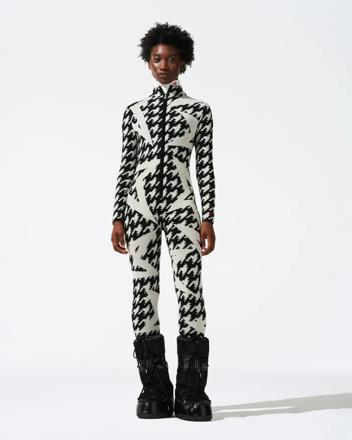 Perfect Moment Houndstooth Star Merino Wool Jumpsuit Black and White 8211 Houndstooth Starlight Women Jumpsuits