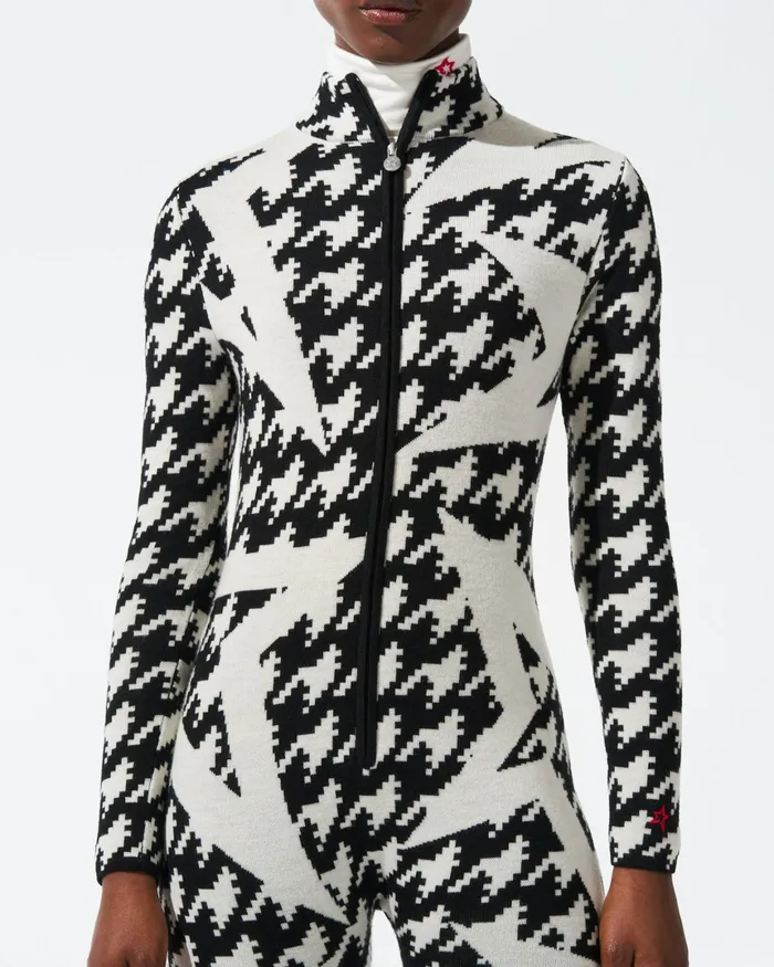 Perfect Moment Houndstooth Star Merino Wool Jumpsuit Black and White 8211 Houndstooth Starlight Women Jumpsuits