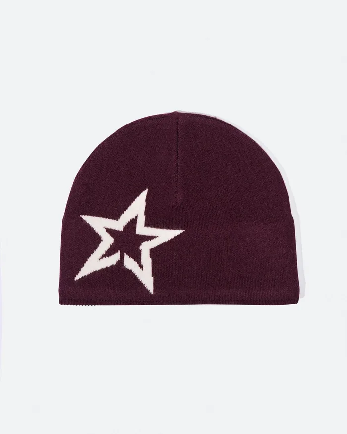 Perfect Moment Logo Star Merino Wool Beanie Burgundy Women Accessories