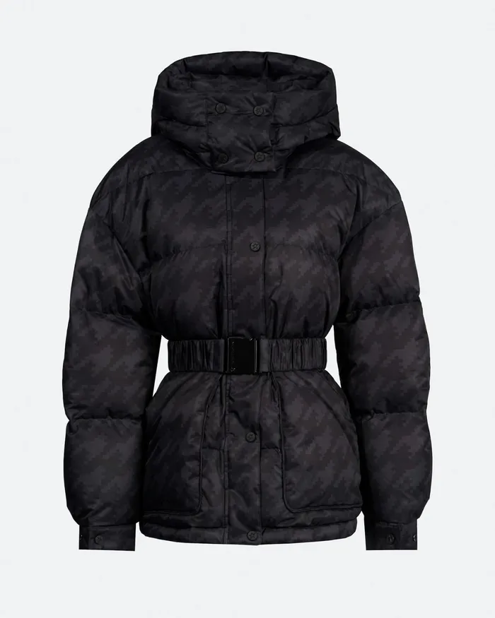 Perfect Moment Maya Down Parka Jacket Black Houndstooth Women Jackets