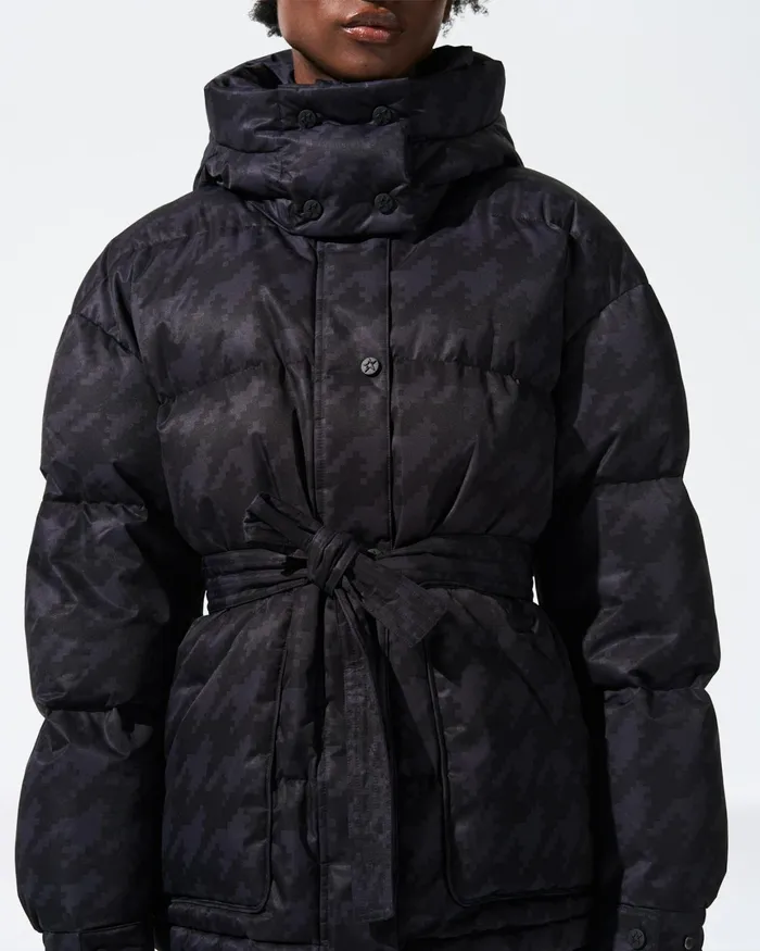 Perfect Moment Maya Down Parka Jacket Black Houndstooth Women Jackets