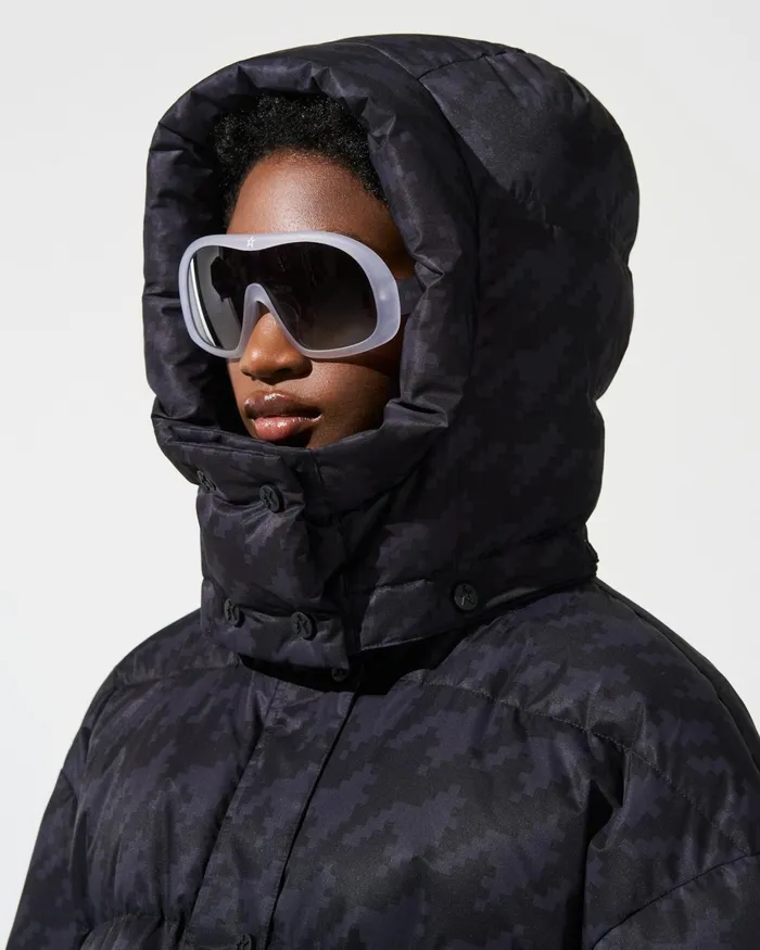 Perfect Moment Maya Down Parka Jacket Black Houndstooth Women Jackets