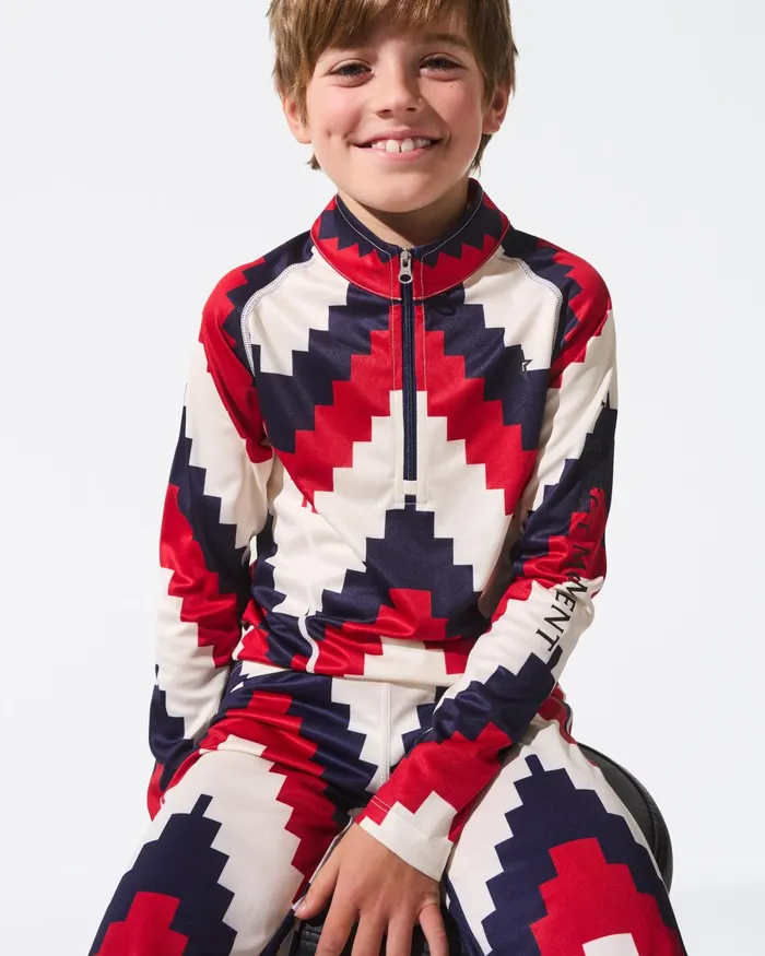 Perfect Moment Thermal Half Zip Red Kids Base Layers