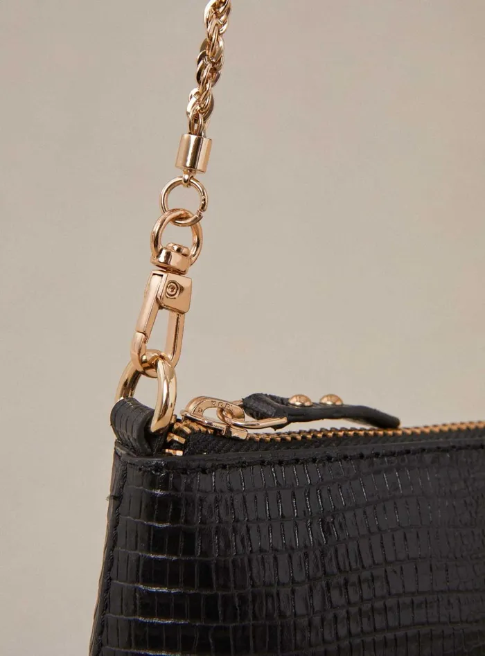 Petite Mendigote Leather Bags Fw24 Sac Serion Lezard Black 8211 Women