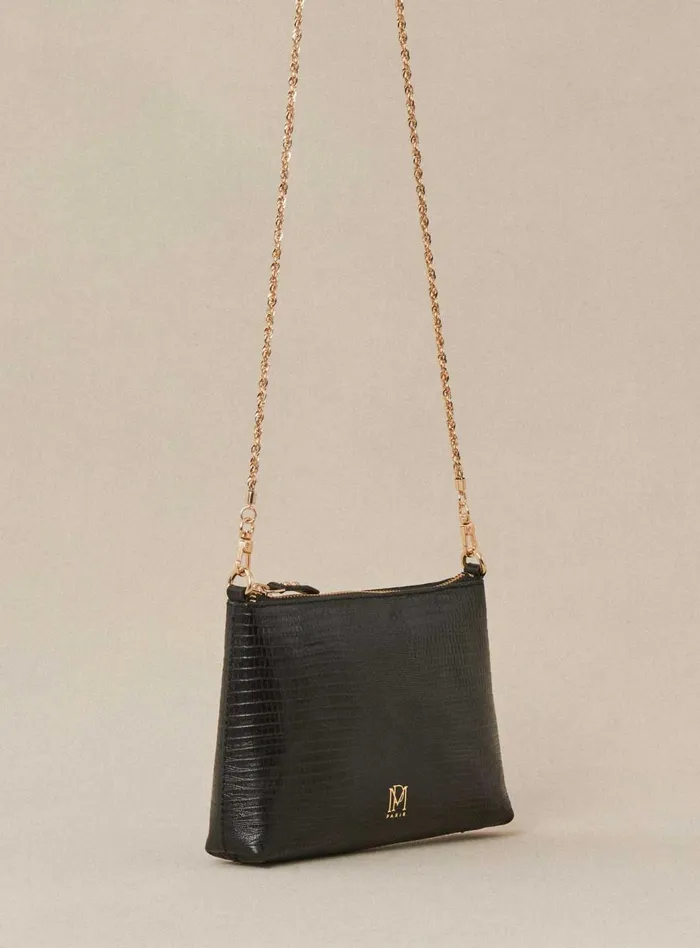 Petite Mendigote Leather Bags Fw24 Sac Serion Lezard Black 8211 Women