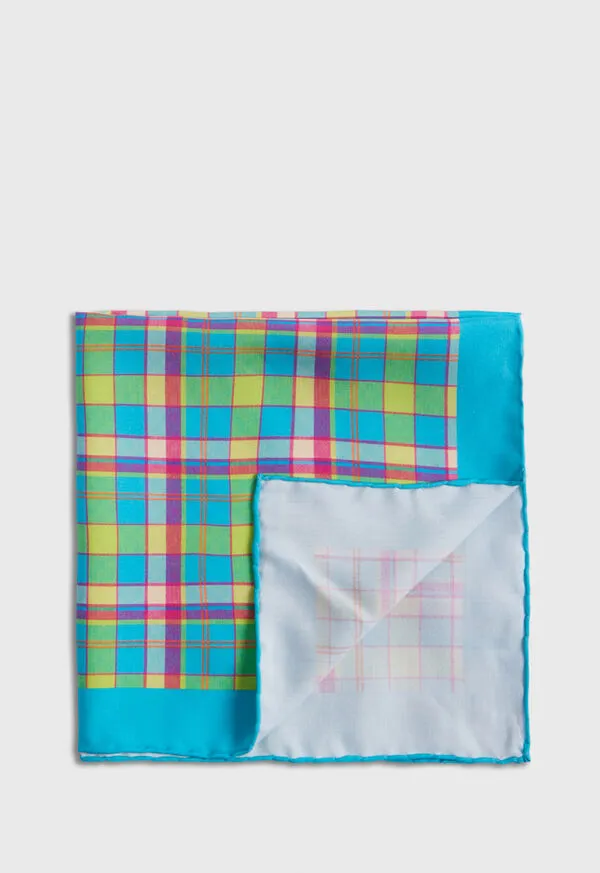 Pocket Squares Mens Paulstuart Habotai Silk Plaid Pocket Square Berry