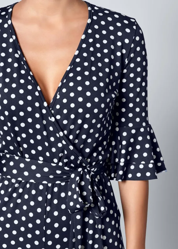 POLKA DOT JUMPSUIT Navy and White Women VENUS Occasion Jumpsuits and Rompers